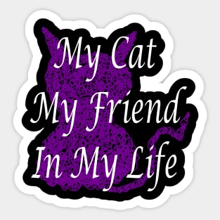 Scribble Purple Cat Sticker